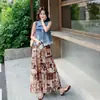 Moda Casual Juvenil Adelgazante Elegante Set de Chaleco de Mezclilla Bordado con Encaje + Falda Verano 2026