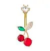 Venta Directa Anillo para Ombligo de Fruta Cereza Roja con Circonita, Anillo para Ombligo Simple y Sexy Super Brillante, Anillo para Ombligo de Moda y Único
