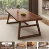 Mesa de jantar para uso doméstico, adequada para apartamentos pequenos, tampo retangular grande, ideal para imóveis de aluguel, mesa de jantar simples na cor nogueira para restaurantes