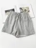 Comercio exterior al por mayor shorts de color liso para mujer verano finos holgados talla grande cintura alta rectos pierna ancha ocio deportes pantalones cortos ajustados