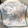 Rao Yun Primavera e Outono 70 Novo Estilo Feminino Crepe de Seda Cetim 12 Momme Lenço Quadrado Estilo Floral Coreano Em Estoque Atacado