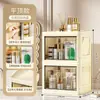 Caixa de Armazenamento de Cosméticos para Mesa de Trabalho Prateleira de Armazenamento Multicamadas à Prova de Poeira Grande Capacidade Organizador de Penteadeira Prateleira de Armazenamento Dobrável