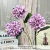 Hortênsia Artificial de 3 Cabeças tipo Doce, Flores Artificiais para Buquês de Casamento, Arte Floral Feita à Mão para Decoração de Salão de Casamento, Parede de Flores e Arranjos de Chão DIY