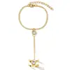 Pulsera de Mujer de Diseño Nicho Simple de Moda con Cadena con Colgante de Mariposa, Pulsera de Dedo con Anillo de Cadena Integrada, Joyería