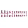 24 Piezas de Uñas Portátiles Cuadradas Cortas Galvanizadas para el Día de San Valentín Transfronterizo Uñas Francesas Blancas con Corazones Rosas de Alta Gama Venta al por Mayor