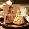 Cortadores de Biscoito de Madeira Transfronteiriços Carimbo de Madeira de Faia de Natal Ferramentas para Assar Biscoitos em Formato de Flor Coração Dia dos Namorados