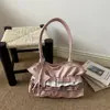 Encaje a Cuadros Puntada de Encaje Gran Capacidad 2026 Verano Nuevo Estilo Coreano Plisado Debajo del Brazo Dulce Bolso de Hombro para Mujer