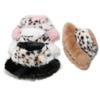 2025 Moda de Pasarela Europea y Americana Sombrero de Piel con Estampado de Leopardo Empalmado Sombrero de Pescador Grueso Cálido de Imitación de Piel de Zorro para Mujer