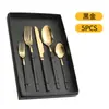 Produto Mais Vendido da Amazon: Conjunto de Talheres de Aço Inoxidável 410 com 24 Peças, Cavaleiro 4 Peças Principais Conjunto de Faca de Bife, Garfo e Colher Estilo Ocidental