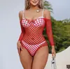 Vendas Diretas da Fábrica Transfronteiriças Body Sensual Atraente Estilo Europeu e Americano, Peça de Malha Elástica Alta Justa ao Corpo Jacquard Transparente Vazado