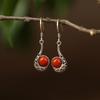 Yuerxin Plata 925 Nuevo Estilo Chino Estilo Nacional Aretes Remolino para Mujer Gotas de Agua Retro Ágata Roja del Sur Aretes Aretes