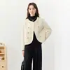 Outono/Inverno 2026 Novo Estilo Pequeno Estilo Chanel Jaqueta Curta de Lã Dupla Face Feminina de Botão Duplo Gola Redonda Petite Casual Top