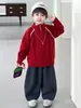 2427 Suéter Meia-Zip para Meninos 2026 Inverno Novo Crianças Bebê Outono Inverno Estiloso Menino Tricô Top Tendência