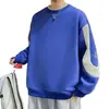 Sudadera de cuello redondo para primavera y otoño, manga caída, prenda única, juvenil, talla grande, para hombre, moderna, camiseta de manga larga, versátil, negra