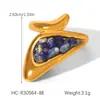Anillo Retro Francés de Acero Inoxidable con Piedra Natural para Mujer Joyería que no se decolora Diseño de Nicho Versátil Anillo Abierto de Acero de Titanio