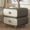 Mesita de noche Estilo Crema Nuevo Hogar Dormitorio Mesita de Noche de Cuero Simple Moderna Sin Instalación Pequeño Gabinete de Almacenamiento