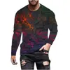 Camiseta Informal de Manga Larga de Moda para Hombre, Suéter de Cuello Redondo de Manga Larga para Hombre con Estampado Digital, Transfronterizo Europeo y Americano
