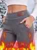 Leggings Populares Transfronteiriços Temu Aliexpress de Lã Cashmere com Forro Espesso para Outono e Inverno Feminino 2025 Calças Quentes