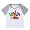 2023 Novas roupas infantis, camiseta de manga curta para crianças, verão, meninos e meninas, camisa de base raglan, camiseta de meia manga para bebês, top infantil
