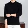 Suéter de lana para hombre de cuello medio para otoño e invierno, camisa base de punto gruesa y cálida, suéter de lana para hombre en stock para venta al por mayor