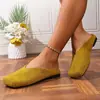 Zapatillas de media casa de moda para mujer, puntera cerrada, suela plana, talla grande, zapatillas para persona perezosa, nuevo estilo sin cordones, verano 2026, europeas y americanas, puntera cuadrada