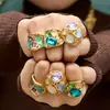 Anillo de Acero Inoxidable con Piedra Ojo de Gato Colorida, Diseño de Nicho Estilo Francés, Joyería de Moda Minimalista de Lujo Ligero Transfronteriza