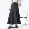 Falda de Maternidad Otoño/Invierno Suelta Estilo Nuevo Estilo Coreano Larga Adelgazante Versátil Sin Soporte Abdominal Falda de Punto Falda de Paraguas Falda Línea A