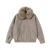 Ropa de Abrigo de Algodón de Invierno Magmans Cuello de Piel Desmontable Chaqueta de Trabajo Retro Silueta Holgada para Hombre Ropa de Abrigo de Algodón My9358