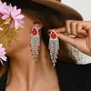 Estilo de Pasarela Europeo y Americano Exagerados Pendientes de Gema Pedrería Borla Forma de Gota de Agua y Aretes Son Adecuados para Vestir en Cenas de Fiesta para Mujeres