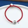 Prata Esterlina Moeda da Sorte Pixiu Conta Leve Cabaça Cinábrio Pulseira Retrô Pulseira de Corda Vermelha Tecida à Mão
