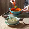 Vajilla de Melamina Xiangyuan Azucarera Recipiente para Postres Celebridad de Internet Comercial Porcelana de Imitación Helado Creativo Set de Tazones Pequeños con Doble Asa