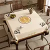 Nuevo Mantel Cuadrado Estilo Chino, Lavable, Impermeable, Resistente al Aceite, Mantel Cuadrado de PVC para Mesa de Comedor, Sensación de Lujo Ligero de Gama Alta, Mantel de los Ocho Inmortales