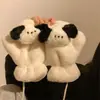 Luvas para Mulheres Inverno Quentes Luvas de Mão Desenho Animado Luvas de Pelúcia Espessadas Alça de Pescoço Estudante Resistente ao Frio Luvas de Ciclismo