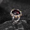 Anillo Yilu de plata S990 plata pura chapado en oro ámbar de sangre retro lujo ligero elegante hoja de rosa fideo de huevo anillo en vivo