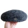 Boina de mezcla de lana de conejo de angora zg japonesa para niños, otoño e invierno, gorro de nube de mezcla de lana, gorro de pintor simple