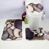 Juego de baño de tres piezas con alfombrilla de cristal y terciopelo, fácil de mantener, alfombrilla de baño absorbente de agua y antideslizante, disponible para etiquetado y envío