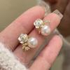 Pendientes de perlas y flores para mujer, de plata 925, con diseño de nicho, con un toque de temperamento avanzado, 2024.