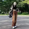 Jeans de Mezclilla Lavada Marrón Retro del Sudeste Asiático Transfronterizos para Hombres y Mujeres, Nuevo Estilo Primavera y Verano, Pantalones Rectos de Pierna Ancha Sueltos y Relajados
