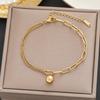Pulsera 100 Europea y Americana Acero de Titanio Color Oro de 18k Libre de Color para Mujer Simple Versátil Elegante Ins Moda Personalizada Joyería de Mano
