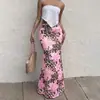 100% RopaTEMU2026 Nuevo Estilo Chica Picante Retro Estampado de Leopardo Estampado Floral Falda Larga de Sirena Ajustada a la Cadera