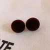 Pendientes de Botón Redondos Geométricos de Terciopelo Retro Coreano Aguja de Plata Pendientes de Lujo Ligero de Gama Alta Pendientes de Moda Simples para Mujer