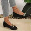 Sapatos femininos rasos de sola macia, estilo Oxford, mocassins de calçar fácil com decoração floral, novo modelo 2023, bico redondo, tecido, tamanho grande, transfronteiriço