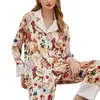 [Fert Dog] Pijama de Seda Helada Primavera y Verano para Mujer, Delgado, Fresco, Pijama de Seda Simulada, Conjunto de Ropa para el Hogar para Mujer