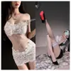Lencería Sexy Fuego Naranja Tallas Grandes Camisola de Encaje Francés Puro Deseo Chica Caliente Body Ajustado Vestido de Noche para Mujer