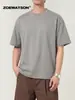 Camiseta Masculina Zoewatson Pesada 210g Algodão Mercerizado Simples Ombro Normal Manga Curta Verão Estilo Americano Versátil Gola Redonda