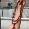 Ciprés Rojo Perlas Redondas Cadena Larga Múltiples Círculos Accesorios para Juguetes Joyería Mismo Estilo Xiaohongshu