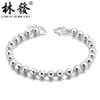 Joias de moda coreana pulseira de prata de lei 990 atacado pulseira de contas redondas totalmente lisa pulseira de prata de lei