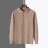 Suéter de punto modal elegante con cuello polo para hombre, estilo casual de negocios transfronterizo, corte holgado, lujo ligero, capa base de talla grande para negocios
