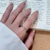 Anillo Doble de Plata Pura S999 Estilo Coreano Ins con Patrón de Diamantes en Doble Fila, Simple y Versátil, Anillo Apilable Elegante y Único para Mujeres