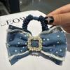 Nuevo Retro Perla Encaje Multicapa Floral Lazo Cuerda para el Cabello Alta Elasticidad Parte Trasera Accesorios para el Cabello Fresco Combinable Mujer